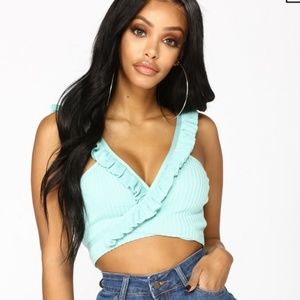 NWT Fashion Nova Ruffle V-neck Wrap Top